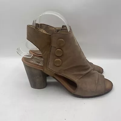 Miz Mooz Bella Leather Peep-Toe Heeled Sandals Bronze Womens EU 37 US 6.5-7 (32) • $40