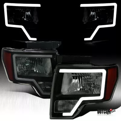 Black Smoke Fit 2009-2014 Ford F-150 LED Tube Headlights Lamps Left+Right 09-14 • $179.99