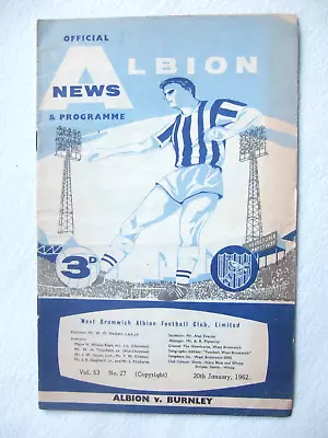 £2.99 • Buy West Bromwich Albion V Burnley 20.1.1962 Football Programme Brom