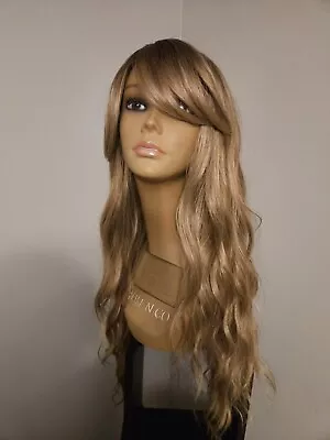 28  Champagne Blonde Long Wavy Layers Bangs Wig New • $39