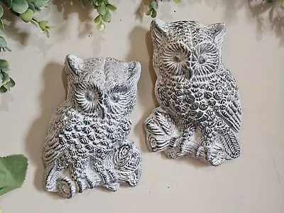 Set Of 2 Vintage Owl Wall Decor Plaques Hangings MCM • $25.99