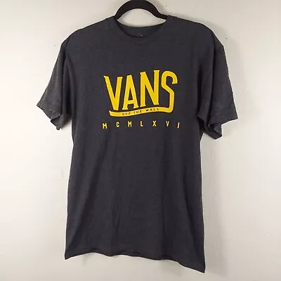 Vans Shirt Men's Size Medium Casual Classic Gray Crew Neck Short Sleeve Logo • $7.99