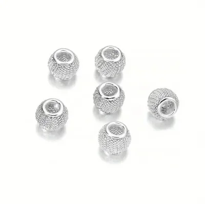 3 Mesh Net White Silver Charm Spacer Beads • £5.05