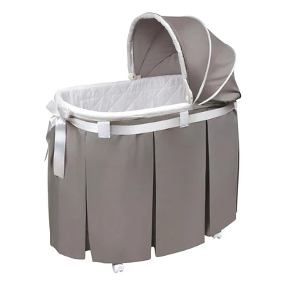 $82.45 • Buy Wishes Oval Bassinet - Full Length Skirt - Gray Bedding