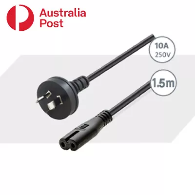 2 Pin Core Figure 8 Power Lead Cable Cord Australian Plug To IEC-C7 Socket 1.5M • $10.50