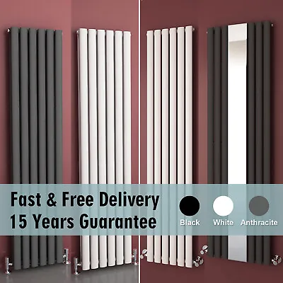 Vertical Radiator Oval Column Anthracite White Central Heating Tall Upright Rads • £33.99