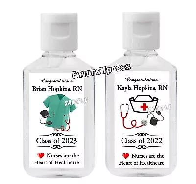 Nurse Graduation Party Favors Hand Sanitizer Labels - Personalized • $9.99