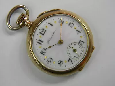 1905 Hampden Molly Stark 0s 14k Gf Pocket Watch -fine Ornate Star Dial Runs Weak • $159