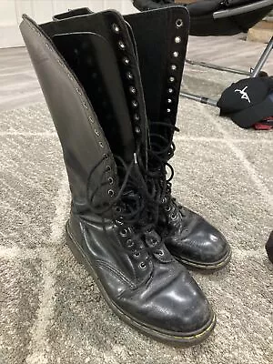 Vintage Doc Martens 20 Eye High Leather Boots Made In England Combat *READ • $119