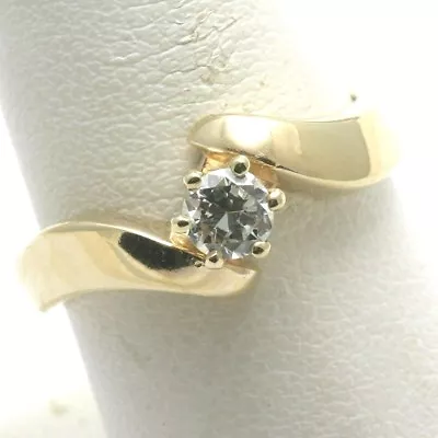 Vintage 14k Diamond Solitaire Engagement Ring 0.35 Ct Miners Cut Yellow Gold • $1194.99