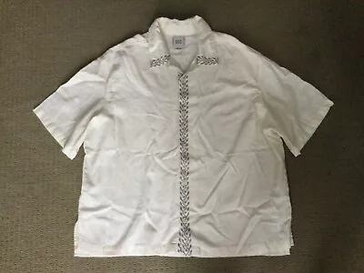 BDG Urban Outfitters Ivory Linen Button Down Shirt Embroidery NWOT! Mens XL • $14.99