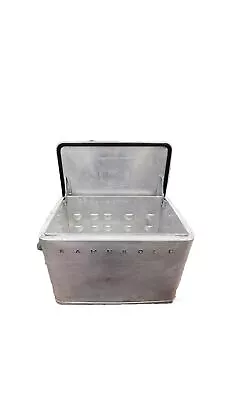 Vintage Retro Rare Kampkold Polished Aluminum Ice Chest Cooler & Folding Tray • $115