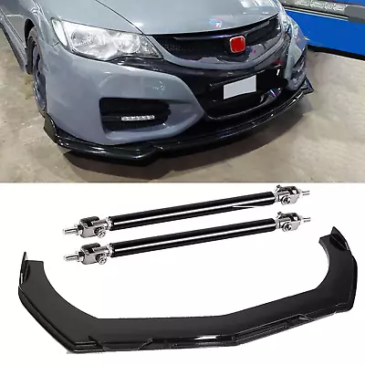 Front Bumper Lip Splitter Spoiler Body Kit Gloss Black For Honda Civic Type R • $99.99