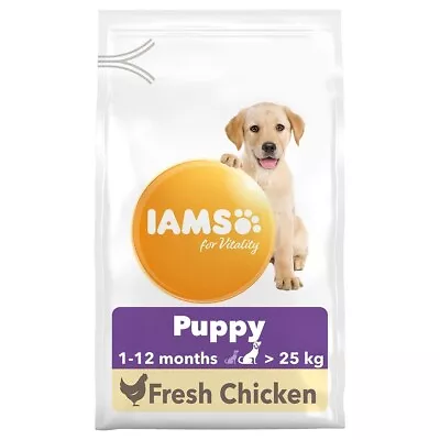 IAMS For Vitality Puppy & Junior Large Dog Dry Food With Fresh Chicken 12kg • £39.95