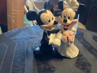 Mickey &Minnie Mouse Disney Bride Groom Wedding Cake Topper Figurine Porcelain • $40