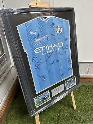 Manchester City Signed 23/24 Shirt By Team Inc Guardiola Haaland With COA • £155