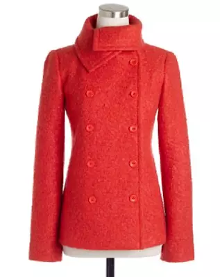 J. Crew Bouclé Mohair Lucille Jacket Size 4 Orange Double Breasted Wool • $55.25