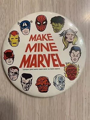 1967 Mmms Make Mine Marvel Membership Pin Button Nm 3 1/4 Inches Original Rare • $600