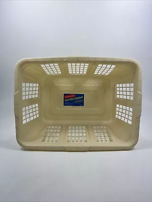 Rubbermaid 2965 Laundry Basket Rectangle Tan Beige W/ Tag 1991 Sticker Vintage • $19.87