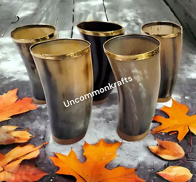 Set Of 5  Handcrafted Odin's Unique Viking Drinking Horn Cups Mug Christmas Gift • $84.90