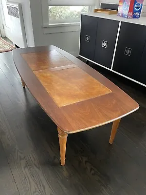 Vintage Drexel Sirocco Coffee Table With Leather Top MCM Wood 53” X 24” X 16” • $175