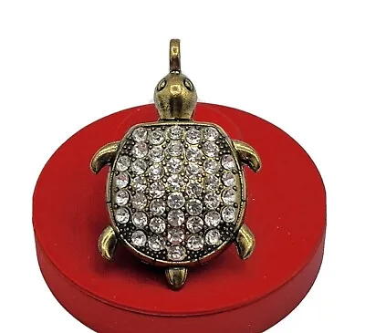 Large Vtg Turtle Tortoise Pendant Rhinestones Jewelry Animal Figure • $24.99