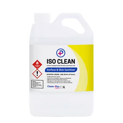 ISO Clean 5L Surface & Skin Sanitiser Cleanser 70% Isopropyl Alcohol • $80