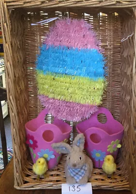 £12.50 • Buy 6 Gisela Graham Easter Decorations 2 Large Felt Basket, 1 Bunny Rabbit 2 Chicks