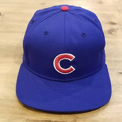 Vintage Chicago Cubs Hat Cap New Era Size 7 1/8 Fitted Wool Pro Model MLB Blue • $35.05