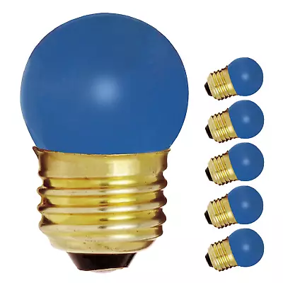 5 Pack S3608 CERAMIC BLUE Globe Indicator Bulb 7.5W 120V S11 Medium Base E26 • $7.99
