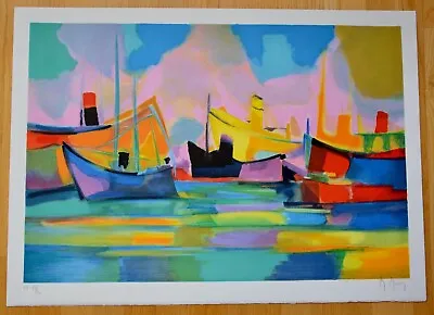 Marcel Mouly  Navires Au Port X  Limited Ed. Signed Numbered Lithograph With COA • $950