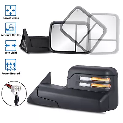 Pair Power Heated Tow Mirrors W/ LED Turn Signal For 1998-2001 Dodge Ram 1500 • $165.98