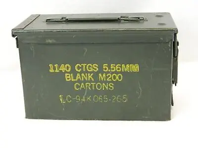 U.S. Military Metal Ammunition Box Can Green 1140 CRTG 5.56MM BLANK M200 CARTONS • $19.85