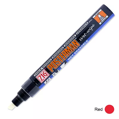 Zig Posterman Wet Wipe Marker - Broad - Red (Pack Of 12) • £33.12