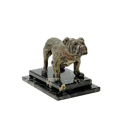 Continental Cold Painted Metal Bull Dog Sculpture On A Marble Base • $136
