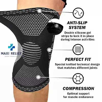 Knee Support Compression Sleeve Brace Patella Arthritis Pain Relief Gym Sports • £4.99