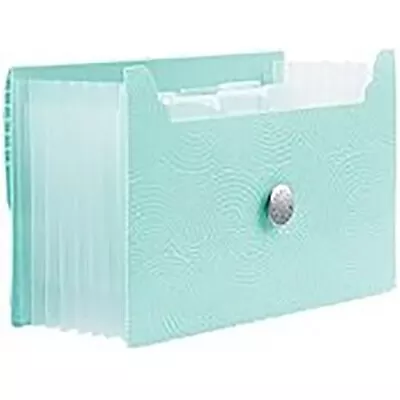 Martha Stewart Home Office Small Poly Accordion File 8 Pockets Teal Blue 24526 • $9.75