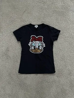 Girls Black Daisy Duck T-shirt Size 14 Years • £3