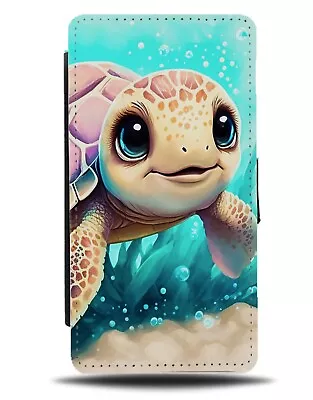 Sea Turtle Cartoon Flip Wallet Case Kids Children's Swimming Ocean Blue BK96 • £19.99