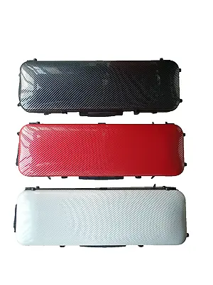 Good Quality 4/4 Carbon Fiber Oblong Violin Case Hard &light Fiddle Red White • $69.90