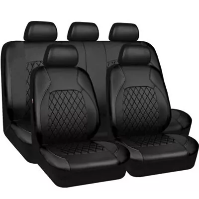 Leather 5-Sits Car Seat Covers Front Rear Full Interior Cushion Protector Set X9 • $71