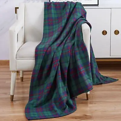 Green Check Fleece Blanket Soft Warm Single Double King Tartan Sofa Throw Bed • £11.99