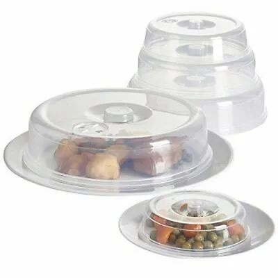 Pack Of 5 Clear Ventilated Microwave Food Plate Cover Lid For Covering Food • £8.49