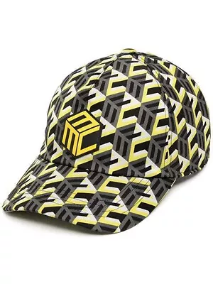 MCM Cubic Logo Jacquard Allover Print Baseball Cap Yellow/Grey/Black One Size • $99.99