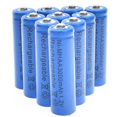 10 AA Rechargeable Batteries NiMH 3000mAh 1.2v  Ni-MH Light LED US • $12.02