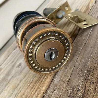 Vintage Door Knob Set Brass Bronze Finish Locking NO KEY • $25