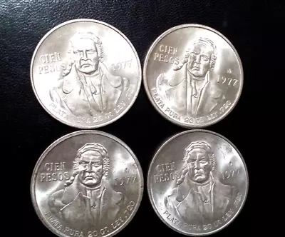 1977 Mexico 100 Peso Jose Morelos Uncirculated Silver Coin  Lot Of 4 Coind • $90