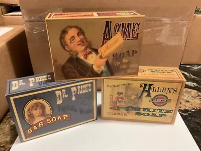 Primitive Decor Vintage Soap  Decorative Wooden Box Set Of 3 • $16