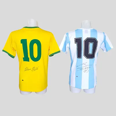 Pele & Diego Maradona Signed & Autographed Shirts Jersey + Certificates + Proof • $1072.50