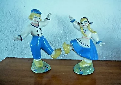 Vintage Ceramic Arts Studio Dancing Dutch Boy And Girl Pair  Free Shipping • $45